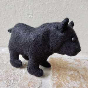 Black felt bear, felt stuffed animal, realistic bear soft toy, soft sculpture woodland decor bear image 3