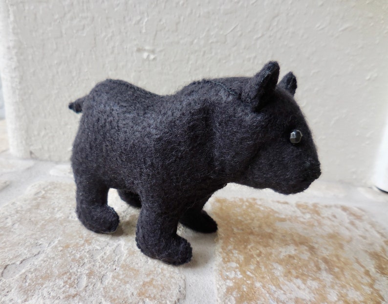 Black felt bear, felt stuffed animal, realistic bear soft toy, soft sculpture woodland decor bear image 3