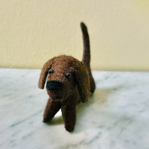 Small brown dachshund, gift for dog lover, stuffed puppy dog, felt stuffed animal image 9