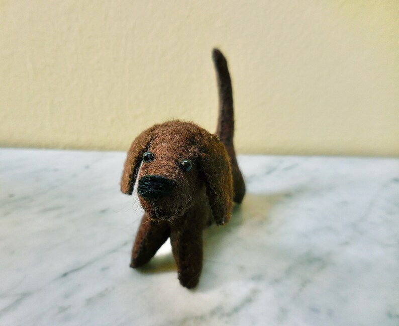 Small brown dachshund, gift for dog lover, stuffed puppy dog, felt stuffed animal image 9