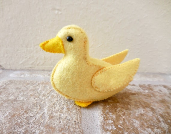 Yellow Felt Duck, Stuffed Duck Soft Toy, Country Decor Duck, Stuffed Felt  Animal 