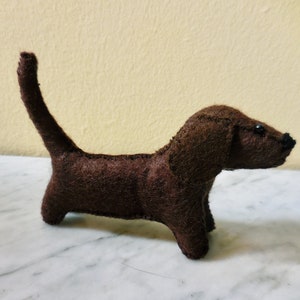 Small brown dachshund, gift for dog lover, stuffed puppy dog, felt stuffed animal image 8
