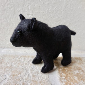 Black felt bear, felt stuffed animal, realistic bear soft toy, soft sculpture woodland decor bear image 1
