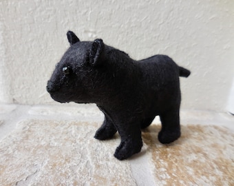 Black felt bear, felt stuffed animal, realistic bear soft toy, soft sculpture woodland decor bear