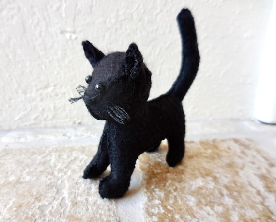 Black Felt Cat Gift for Cat Lover Kitten Soft Toy Black Cat Halloween Decoration Stuffed Kitty Felt Stuffed Animal Etsy UK