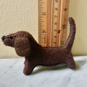 Small brown dachshund, gift for dog lover, stuffed puppy dog, felt stuffed animal image 10