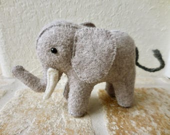 Handmade Gray Felt Elephant: Nursery Decor, Endangered Species Animal