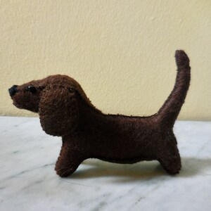 Small brown dachshund, gift for dog lover, stuffed puppy dog, felt stuffed animal image 4