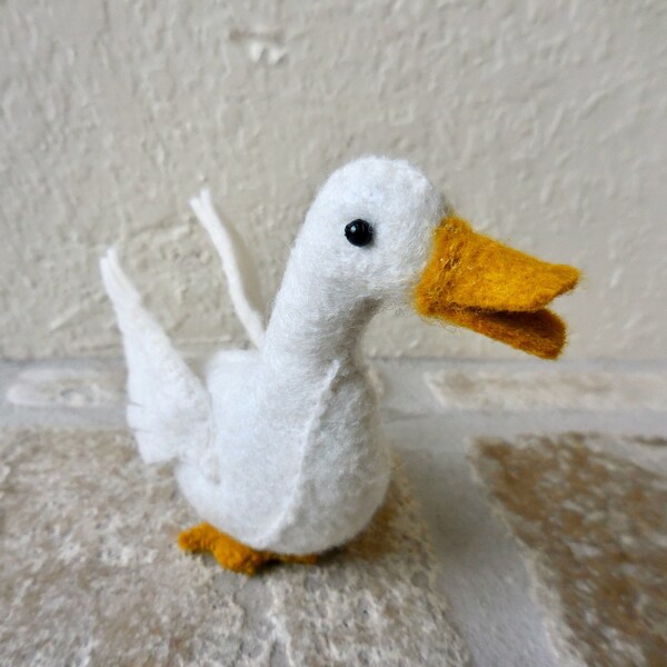 Small white goose, felt snow goose, goose soft toy, stuffed felt animal