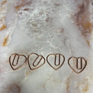 heart shaped paperclips, rose gold heart shaped paperclips, shaped paperclips