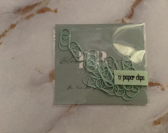 Mint mini heart pastel paper clips, mini paper clips, planner clips