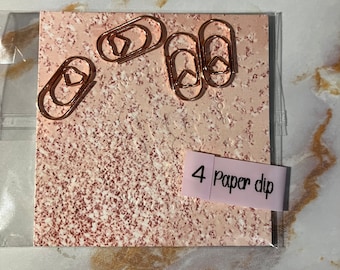 Mini heart rose gold paper clips, planner clips