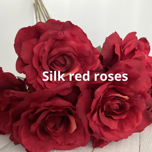 Silk Red Roses Etsy