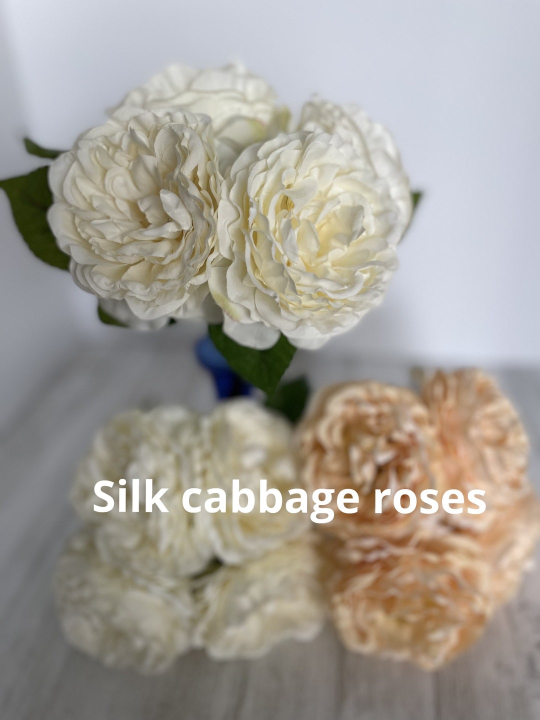Silk Cabbage Roses in Cream or Soft Peachready TO SHIP Etsy