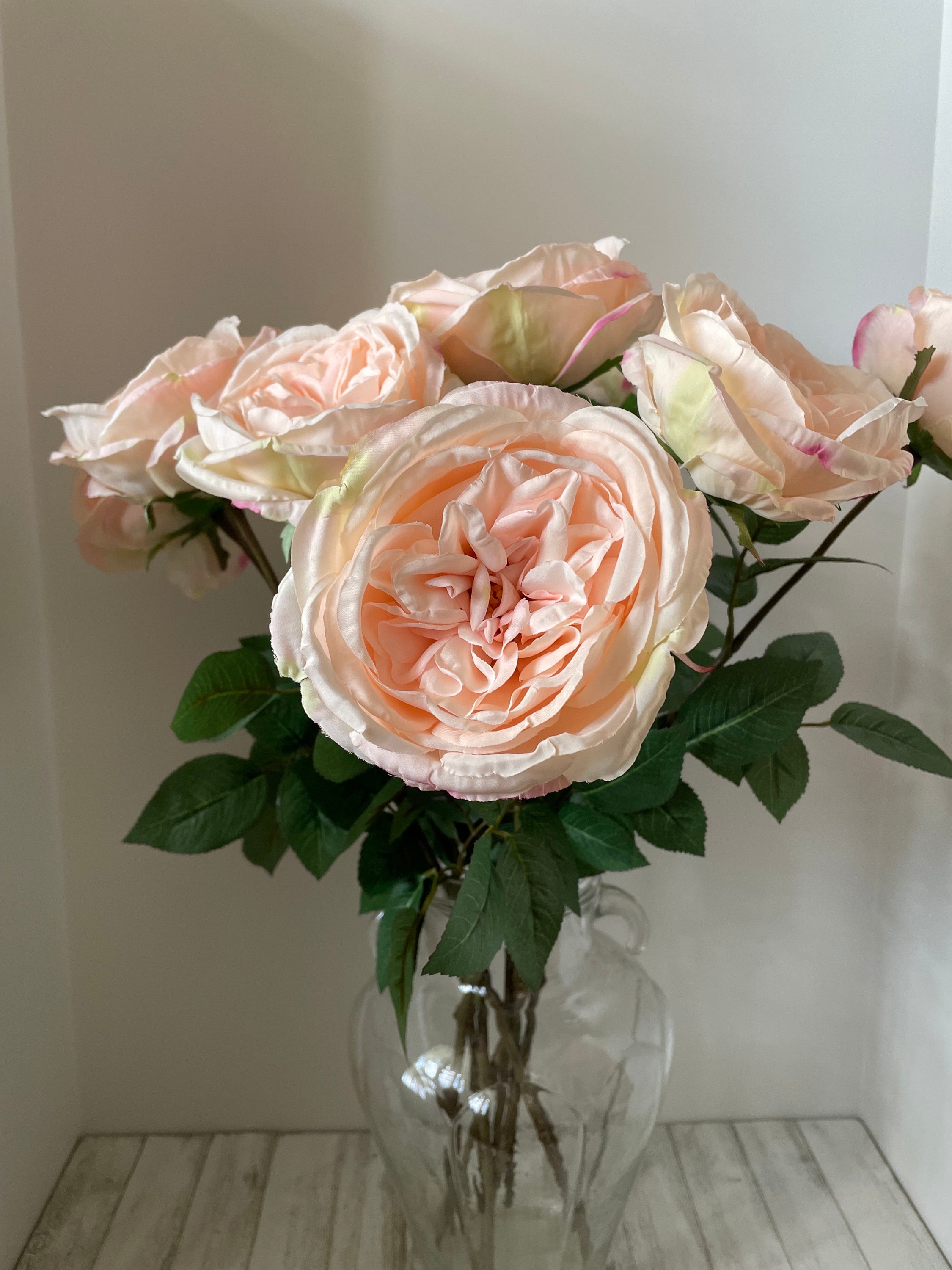 Silk Open Soft Pink Cabbage Roses-ready TO SHIP - Etsy