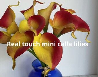 Real touch calla lilies in orange-yellow