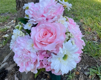 Kyrkogårdsblommor i rosa - KLAR ATT LEVERERAS