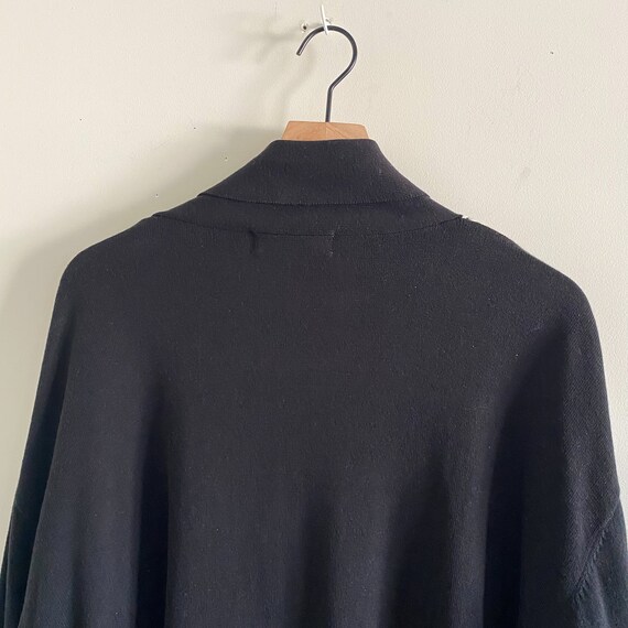 Shawl Collar Knit Black & Grey Cardigan - image 5