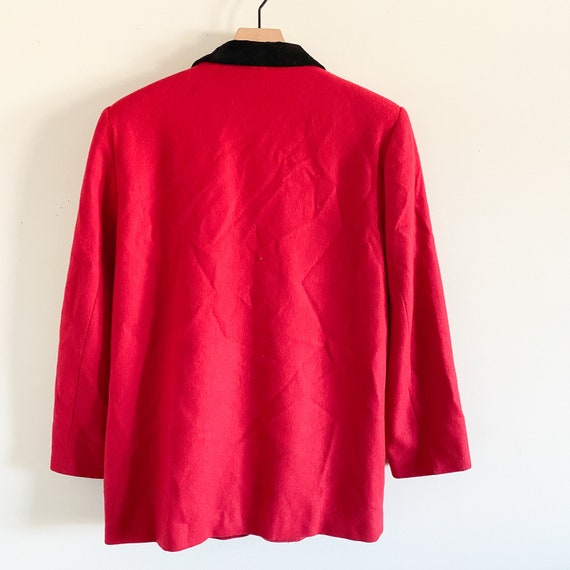 Wool Velvet Collar Red Blazer - image 6