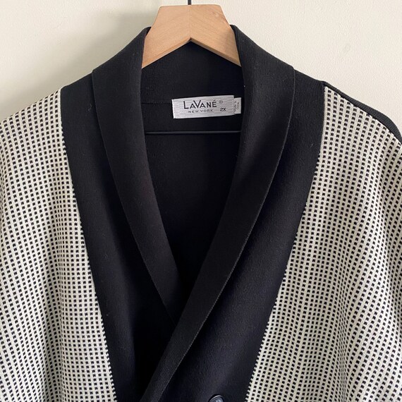 Shawl Collar Knit Black & Grey Cardigan - image 2
