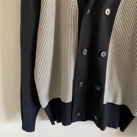 Shawl Collar Knit Black & Grey Cardigan - image 4