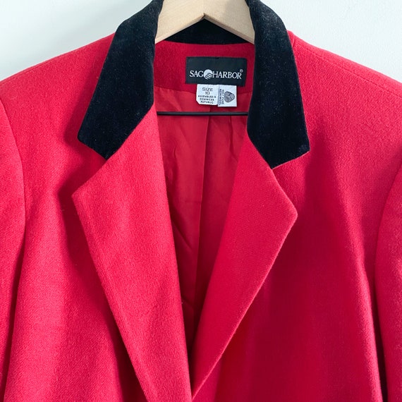 Wool Velvet Collar Red Blazer - image 2