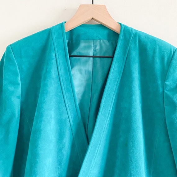 Teal 80s Style Blazer & Skirt Set - image 2