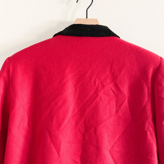 Wool Velvet Collar Red Blazer - image 7