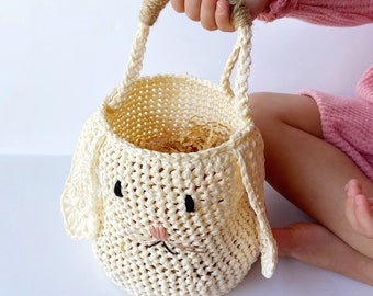 CROCHET PATTERN: Bunny Basket Crochet Pattern, Easter Basket Crochet Pattern, Easter Crochet Pattern