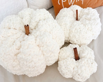 CROCHET PATTERN: Cozy Harvest Pumpkin Pillow, THREE Pumpkin Sizes, Crochet Pumpkins, Halloween Crochet Pattern