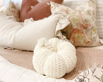 CROCHET PATTERN: Cozy Herringbone Pumpkin Pillow, THREE Pumpkin Sizes, Crochet Pumpkins, Halloween Crochet Pattern