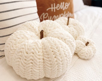 CROCHET PATTERN: Cozy Herringbone Pumpkin Pillow, THREE Pumpkin Sizes, Crochet Pumpkins, Halloween Crochet Pattern