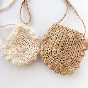 CROCHET PATTERN: Mama & Child Kauwela Raffia Bag, matching crochet purse, Summer Mama Daughter Crochet Bag