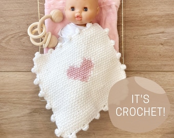CROCHET PATTERN: Charlie's Heart Lovey, Doll Lovey, Minikane Crochet Doll Lovey, DIY Doll Blanket, doll blanket, doll crochet heart blanket