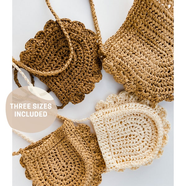 CROCHET PATTERN: Mama & Child Kauwela Raffia Bag, matching crochet purse, Summer Crochet Bag, Mama Daughter crochet bag