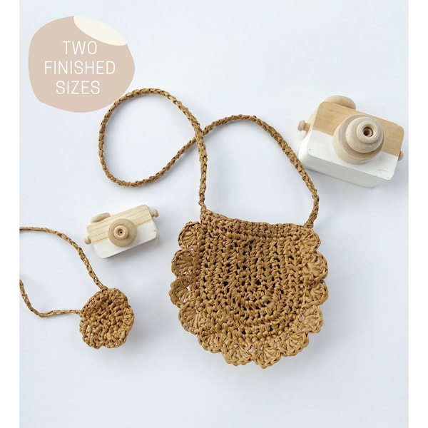 CROCHET PATTERN: crochet boho bag, crochet toddler purse, crossbody crochet bag pattern, crochet toddler bag, crochet raffia bag pattern