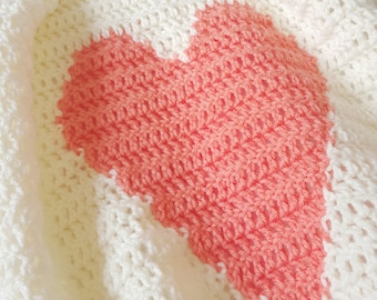 CROCHET PATTERN/ Crochet Blanket Pattern / Crochet Heart Blanket Pattern/ Crochet Baby Gift/ Modern Crochet Baby Blanket