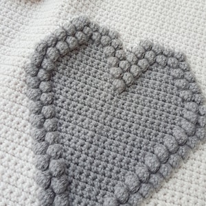CROCHET PATTERN/ Heart Crochet Pattern/ Bobble Stitch Blanket/ Bobble Stitch Crochet Blanket/ Modern Crochet