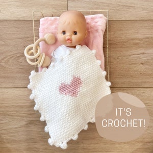 CROCHET PATTERN: Doll Blanket Crochet Pattern, Crochet Heart Lovey, Minikane Crochet Pattern, Minikane Doll Accessories, Minikane Blanket