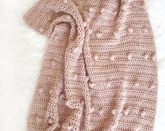 CROCHET PATTERN: Bobble Stitch Blanket Pattern, Puff Stitch Baby Blanket, Modern Crochet Baby Blanket, Textured Crochet Blanket Pattern