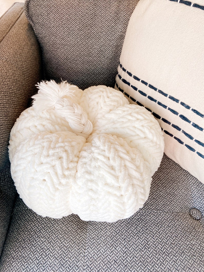 CROCHET PATTERN: Cozy Herringbone Pumpkin Pillow, Fall Crochet Pattern, Fall Crochet Pillow Pattern, Boho Crochet Fall Decor, Pillow Pattern image 5