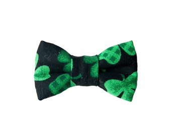 St. Patrick's Day - four leaf clover, green, black, cat bow tie, dog bow tie, holiday bow tie