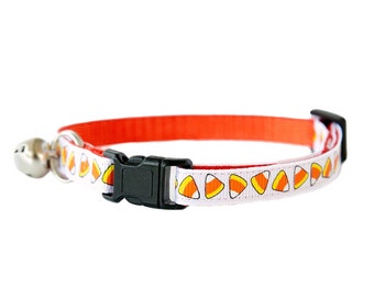 Halloween Cat Collar-  candy corn cat collar, halloween design, cute cat collar