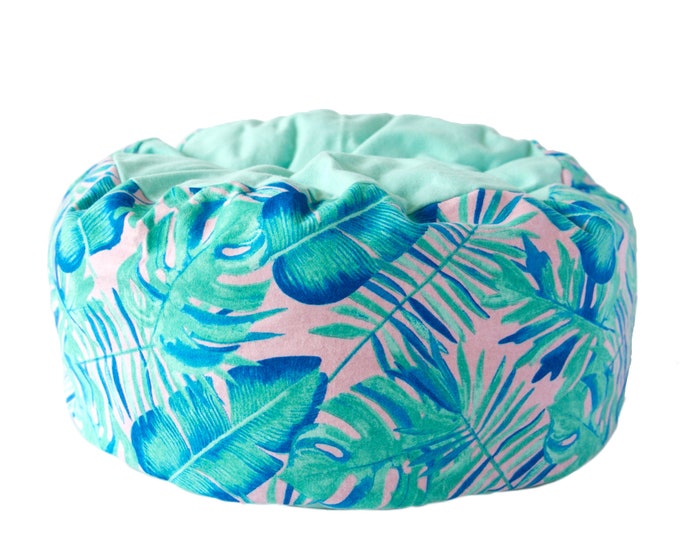 Flannel Cat Bed Monstera Plant Cat Bed, Summer Cat Bed, Machine