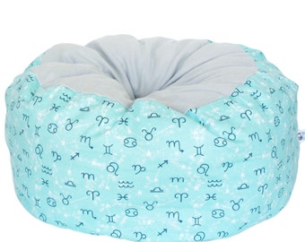 Flannel Cat Bed- zodiac pet bed, astrology cat bed,  machine washable pet bed, small animal pet bed