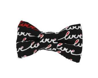 Valentine Cat Bow Tie - love bow tie, sweet bow tie for cat, love script bow tie, removable bow tie for dogs and cats