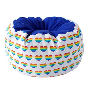 Flannel Cat Bed- pride cat bed, rainbow pet bed, heart pet bed, machine washable pet bed, small animal pet bed