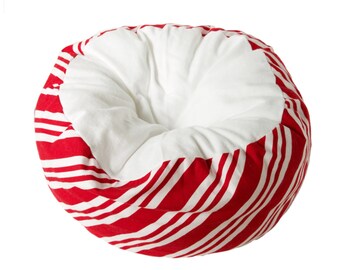Flannel Cat bed - candy cane pet bed, flannel bed, machine washable cat bed, holiday cat bed