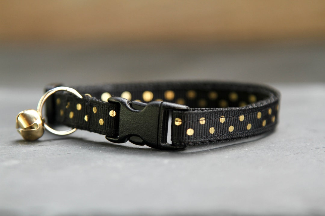 Cat Collar Gold Sparkle Polka Dot Black and Gold Cat Collar Etsy