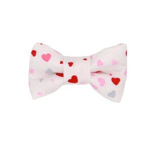 Valentine Cat Bow Tie - multi color heart bow ttie for cat, heart print bow tie, removable bow tie, white bow tie
